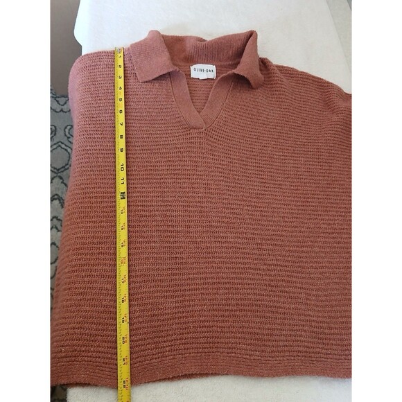 Olive + Oak Womens Sweater Pink Small Collared Tight Knit Bohemian Peasant - Picture 8 of 15